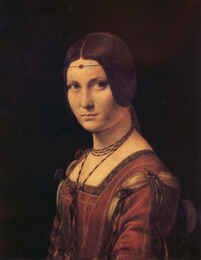 LEONARDO da Vinci Portrait de femme,dit a tort La belle ferronniere